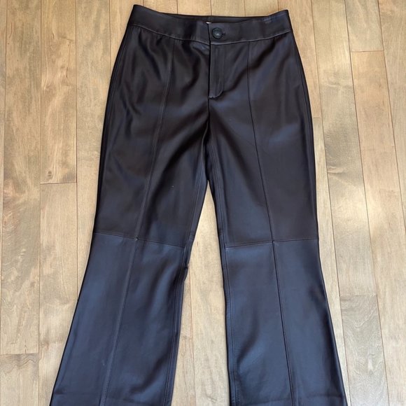 Vince Brown Leather Flare Cropped Pants - Size 6 - Picture 2 of 12
